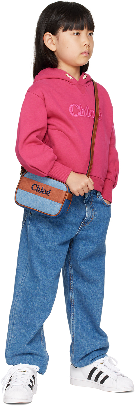 Chloé Kids Blue Embroidered Bag In Z10 Denim Blue