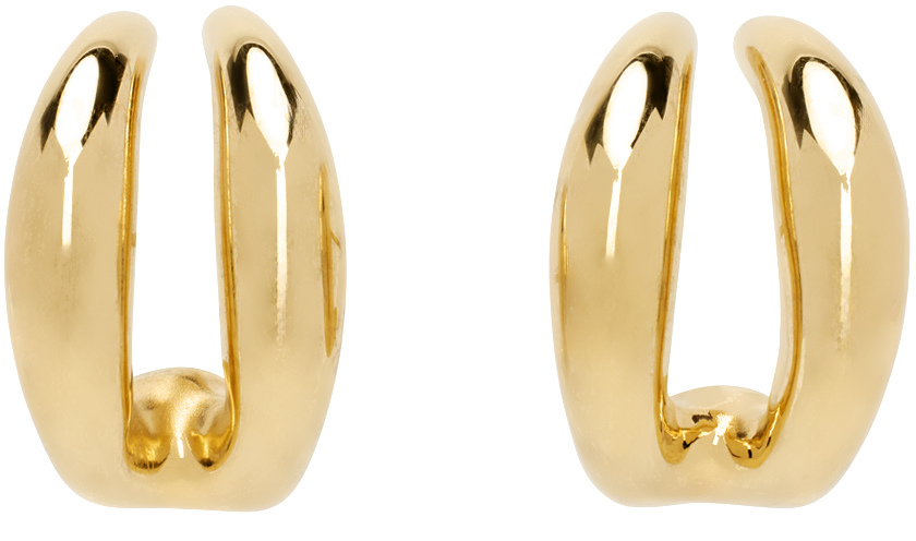 Gold Double Moon Hoop Earrings