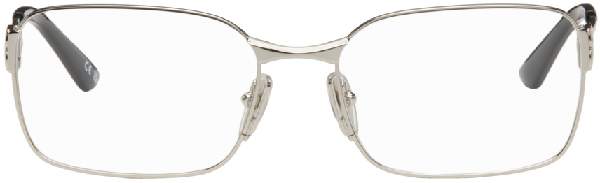 Balenciaga Silver Rectangular Glasses In 002 Silver