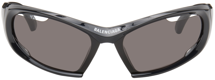 Black Dynamo Rectangle Sunglasses by Balenciaga on Sale