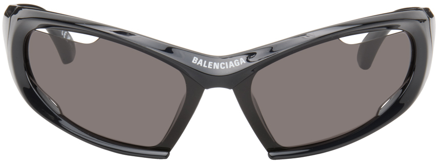 Balenciaga Black Dynamo Rectangle Sunglasses