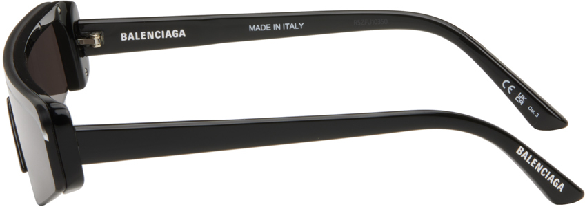 Balenciaga Black Ski Rectangle Sunglasses In 001 Black