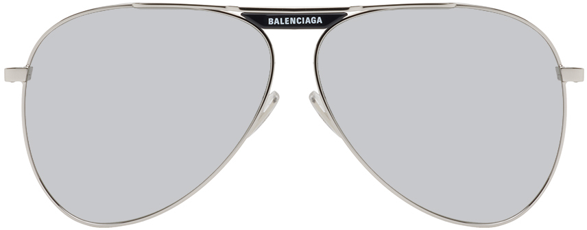 Balenciaga Silver Tag Pilot Metal Sunglasses