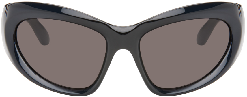 Black Wrap D-Frame Sunglasses
