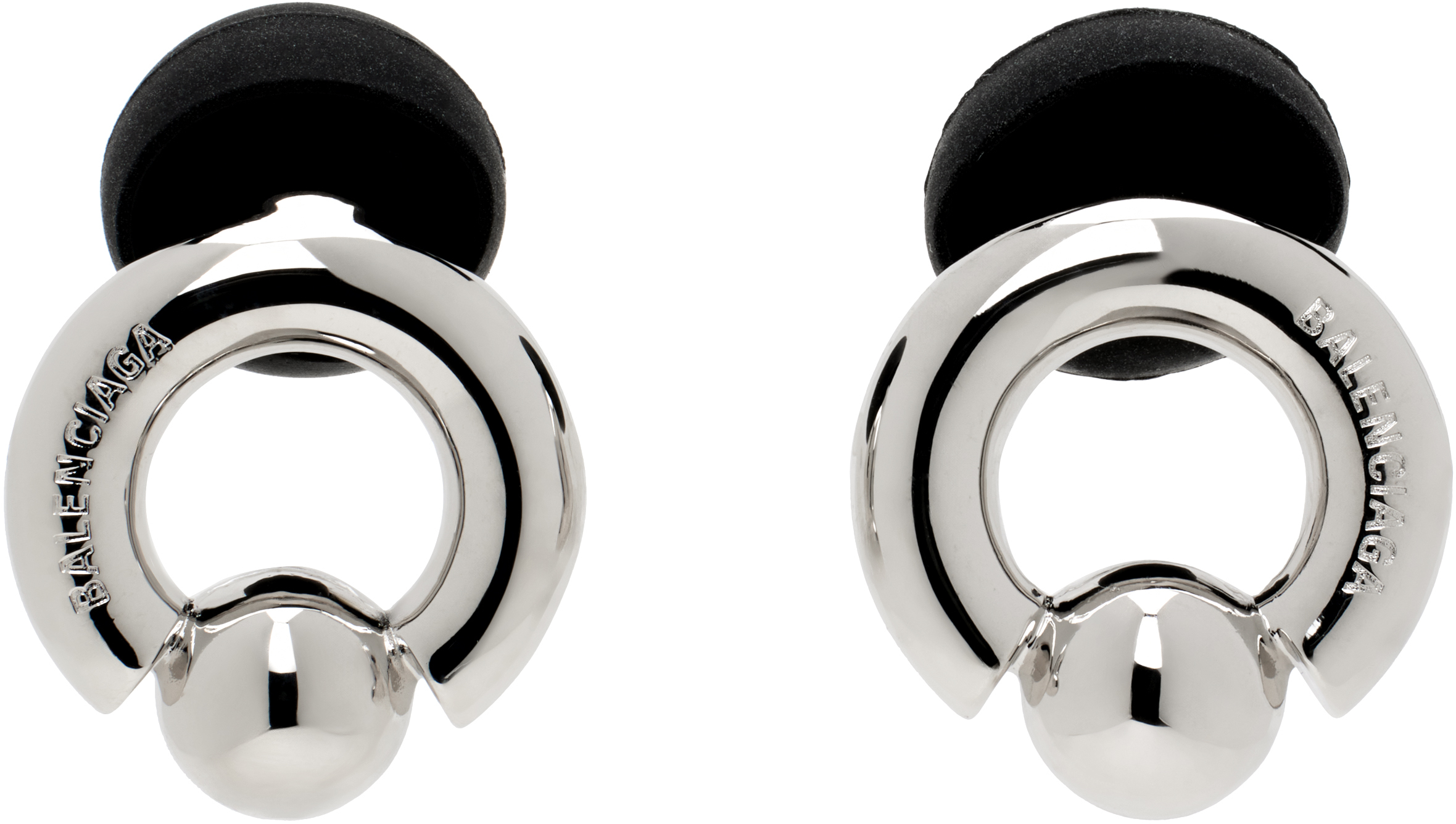 Silver & Black Berlin Ball Ear Jewel Earrings