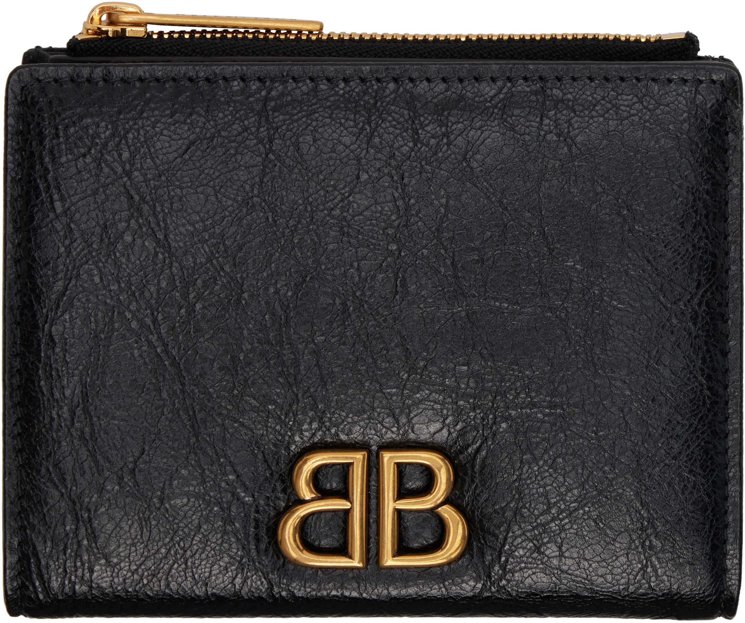 Shop Balenciaga Black Monaco Bifold Wallet In 1000 Black