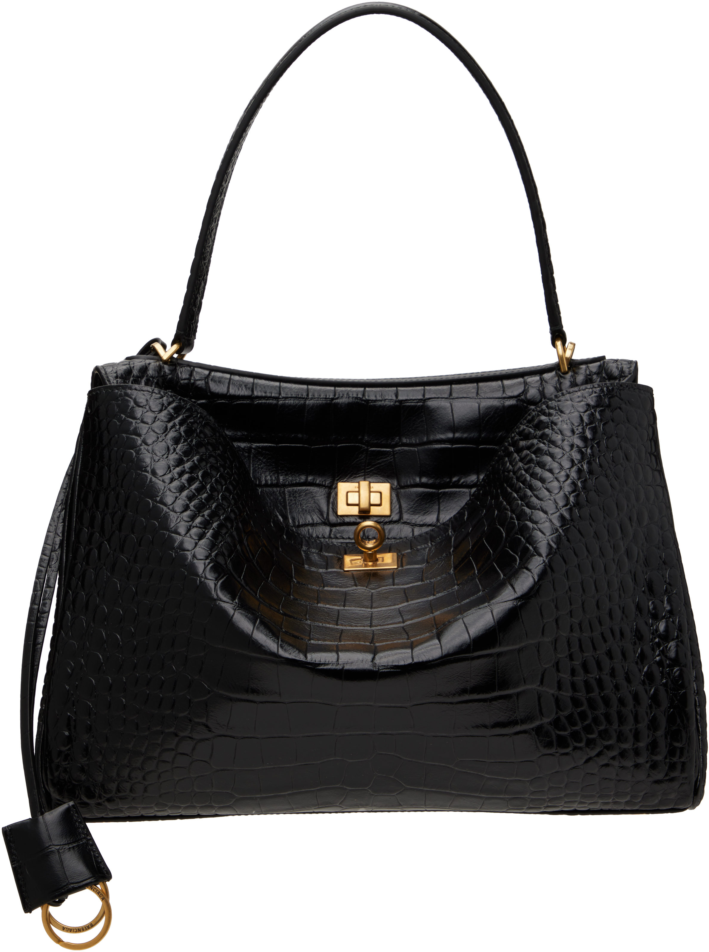 Black Croc Rodeo Medium Bag