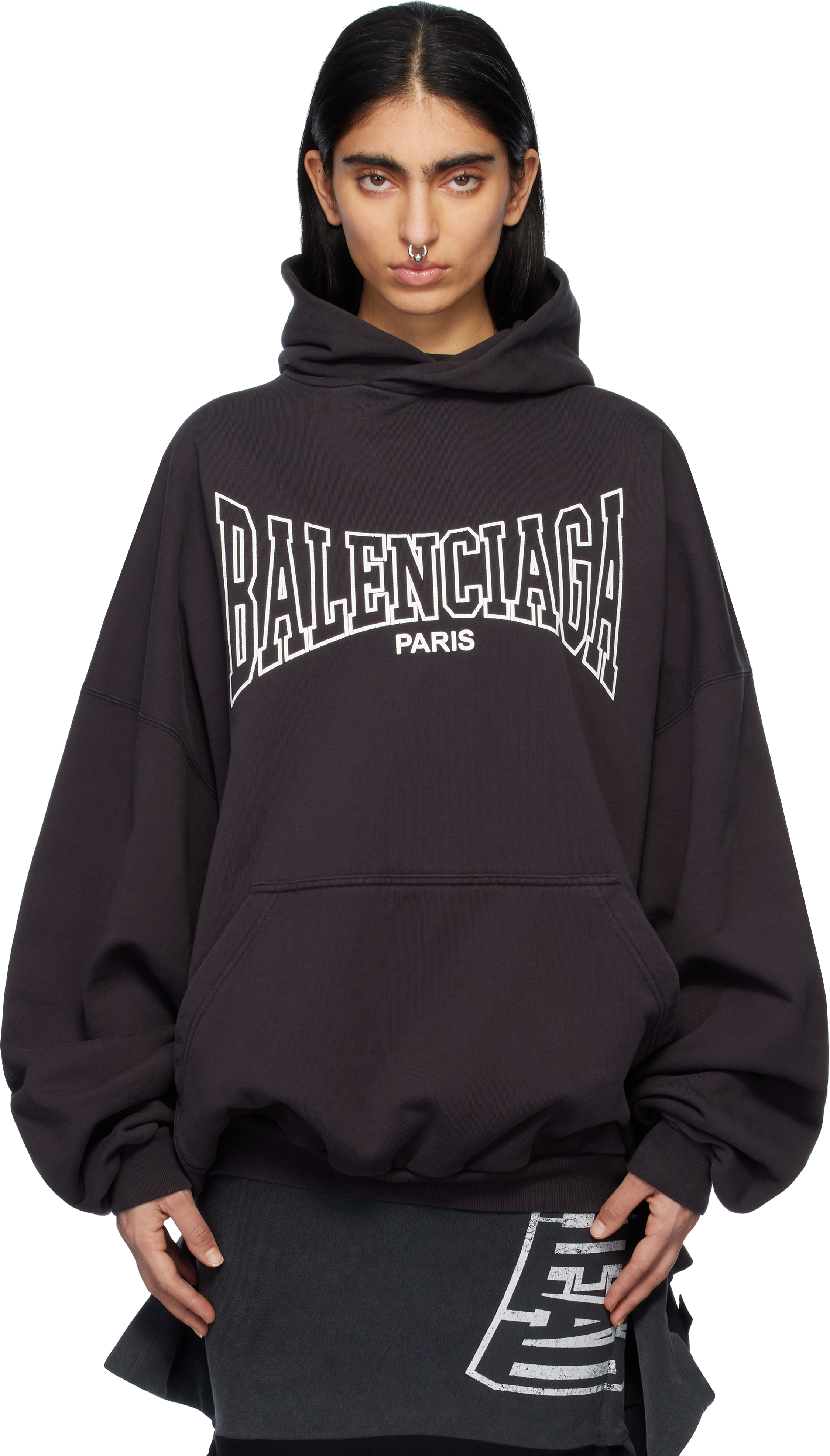 Black 'Balenciaga Boxing' Large Fit Hoodie