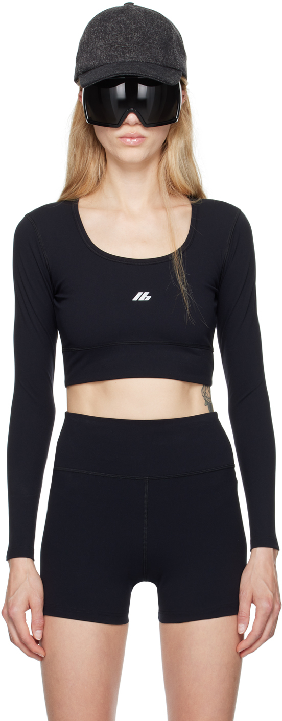 Shop Balenciaga Black Long Sleeve Sports Top In 1081 Blk/reflective