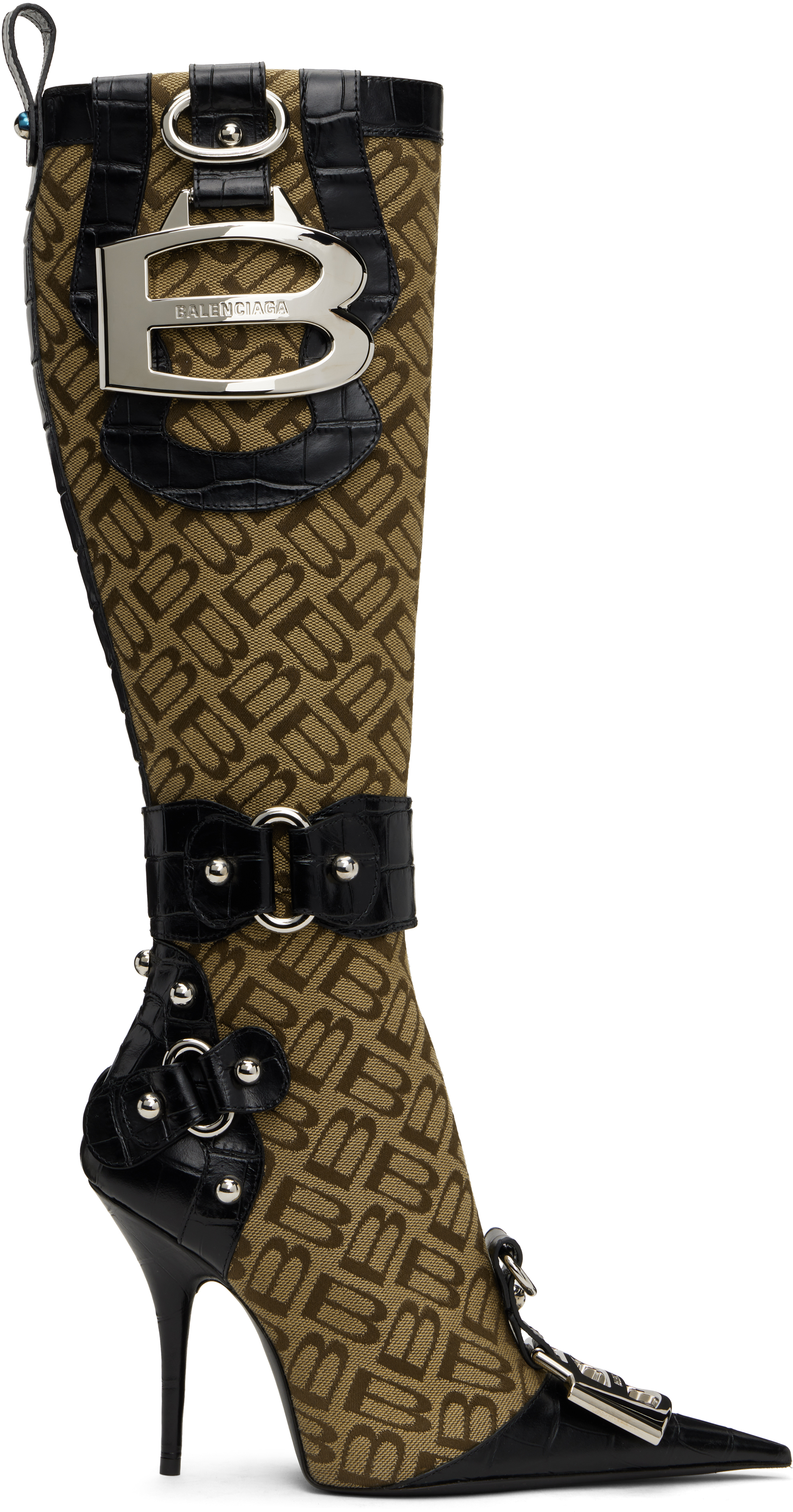 Beige & Black Essex 110mm Tall Boots