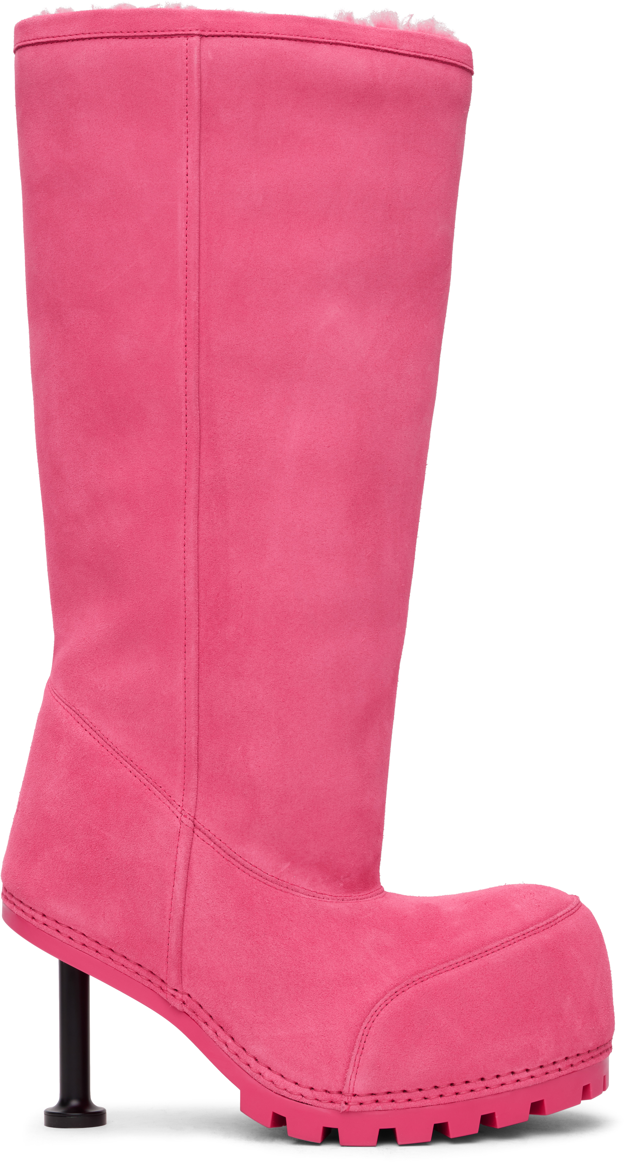 Balenciaga Pink Alaska Fur Tall Boots SSENSE