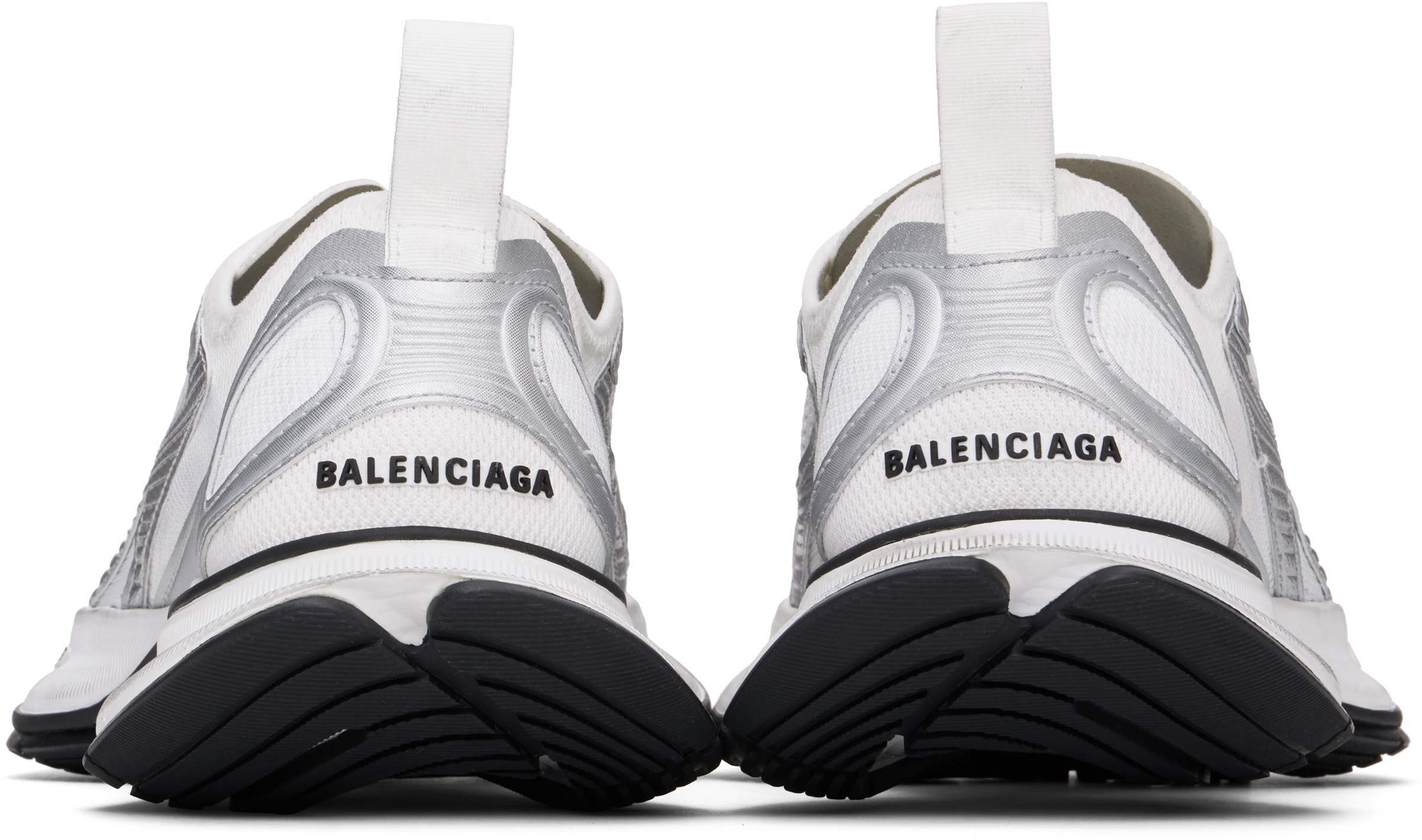 Balenciaga Two-tone Mesh And Fabric Circuit Sneakers In 9100 White/silver