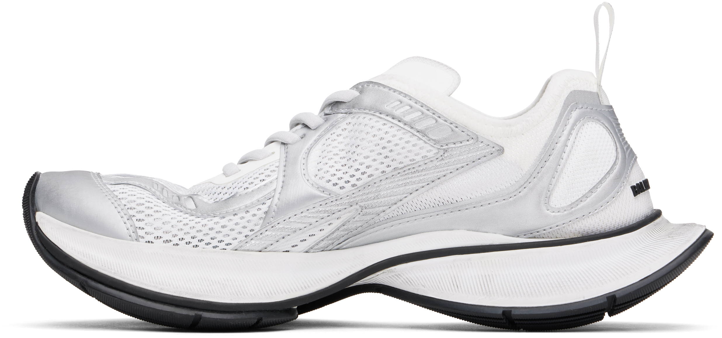 Balenciaga Two-tone Mesh And Fabric Circuit Sneakers In 9100 White/silver