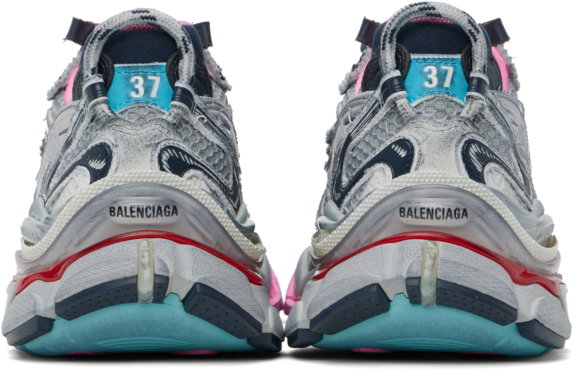 Balenciaga Multicolor Nylon And Mesh Sneakers In 1045 Grey/blue/pink/