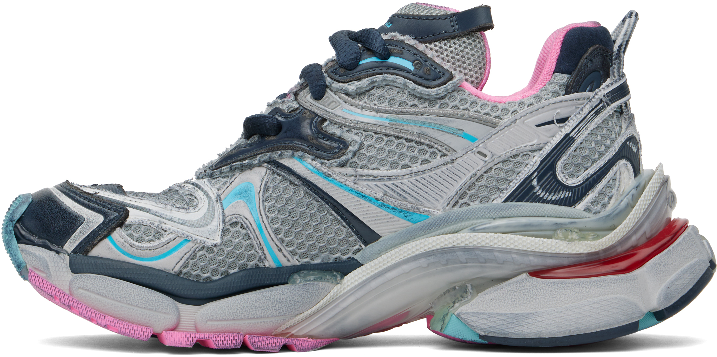 Balenciaga Multicolor Nylon And Mesh Sneakers In 1045 Grey/blue/pink/