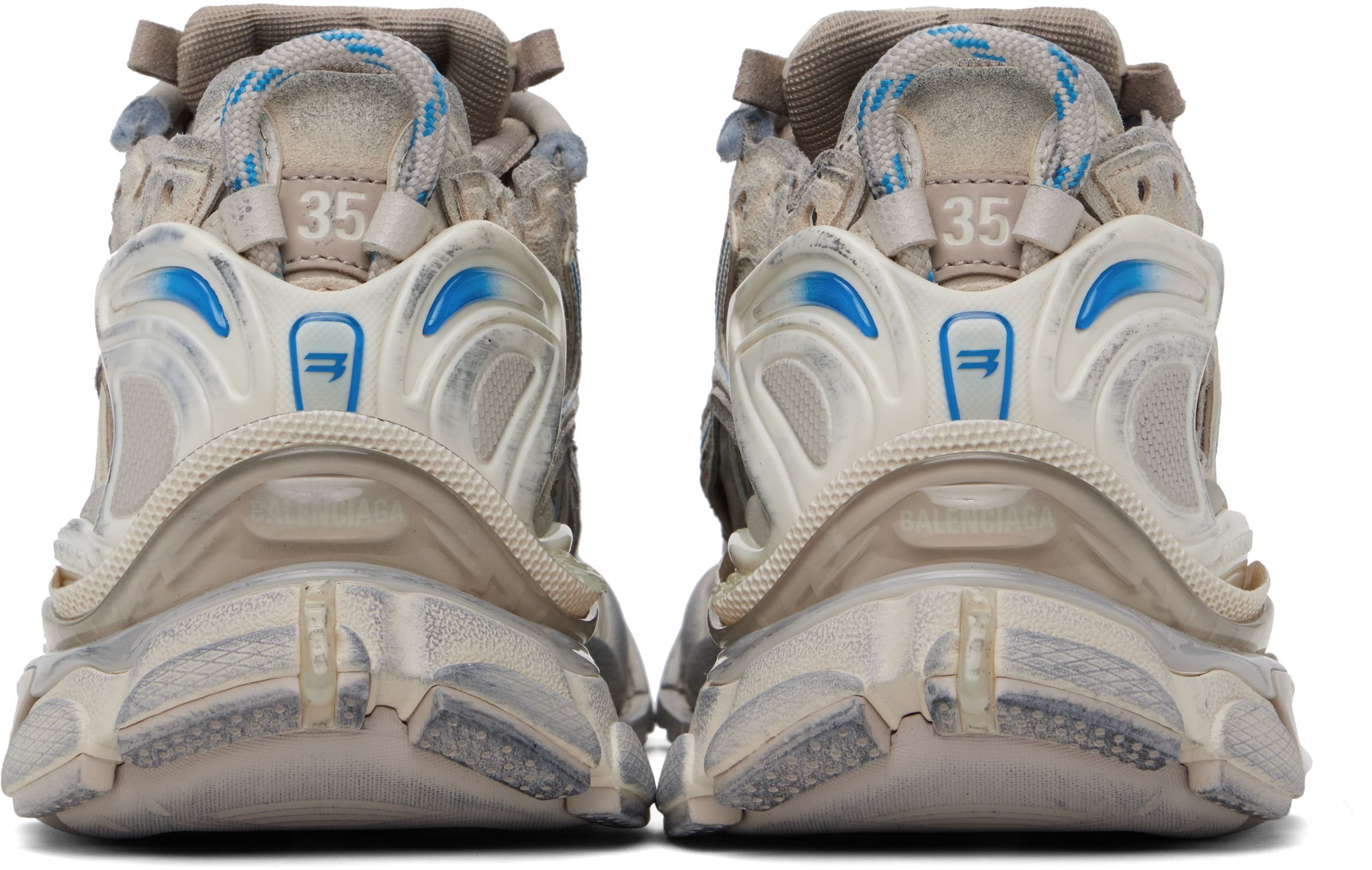 BALENCIAGA GRAY & BLUE RUNNER SNEAKERS