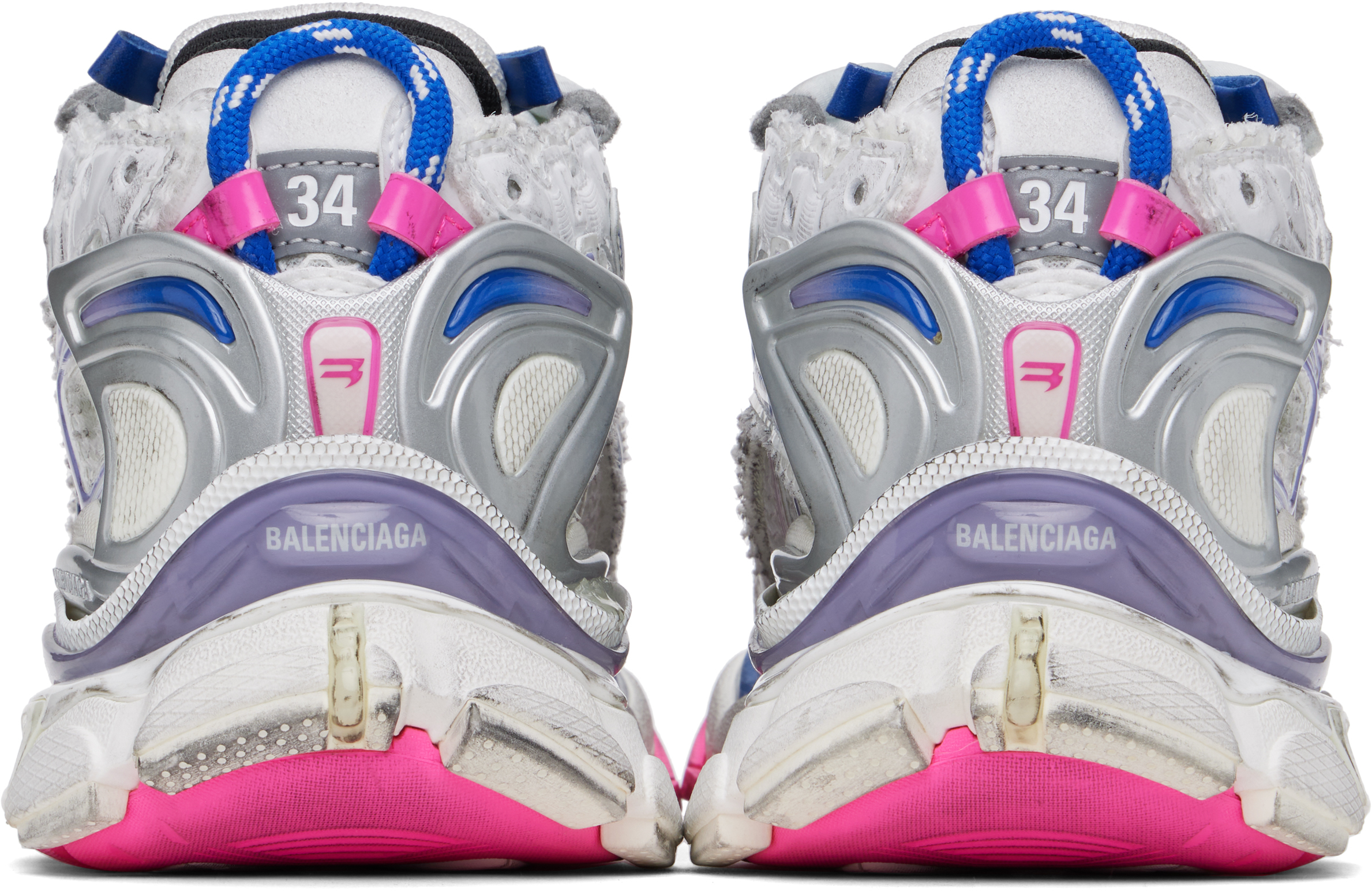 Balenciaga Runner Sneaker In 9554 Whit/lil/fl Pin