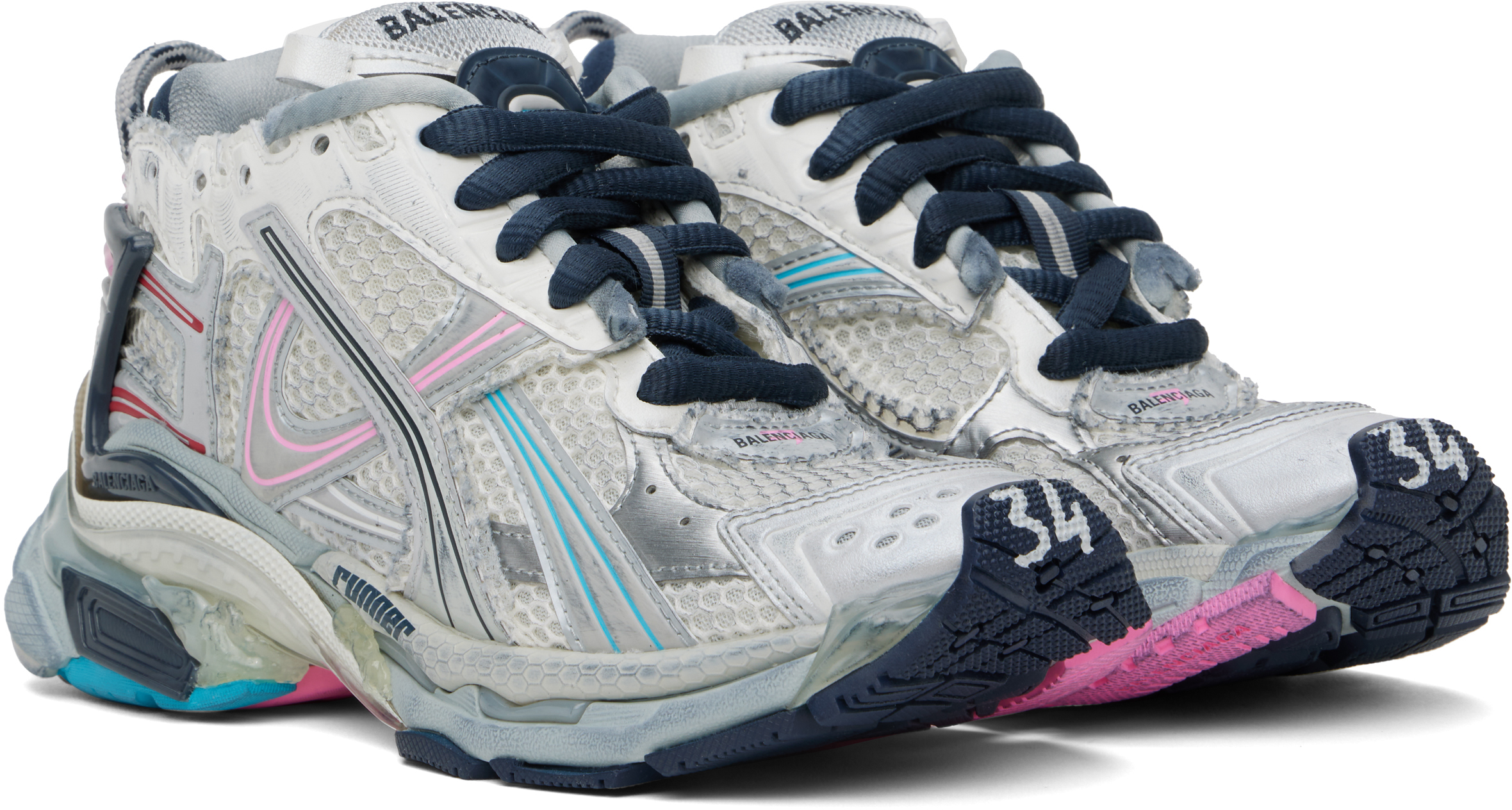 Balenciaga Runner Sneakers In 9154 Eggsh/grey/pink