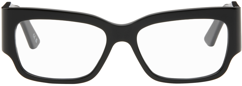 Balenciaga Black Rectangular Glasses In Black-black-transpar
