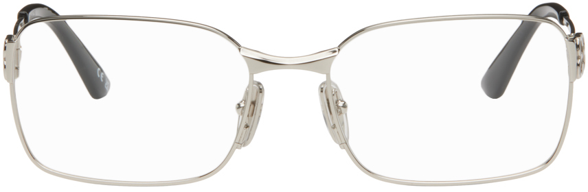 Balenciaga Silver Rectangular Glasses In Silver-silver-trans