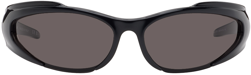 Balenciaga Black Reverse Xpander Rectangle Sunglasses In Black-black-grey