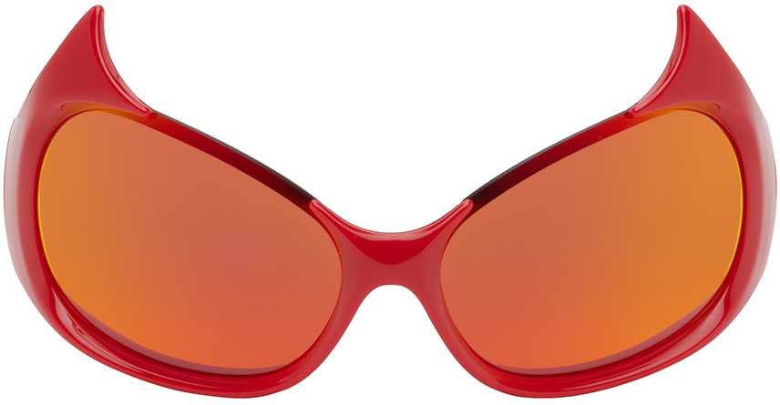 Balenciaga Red Gotham Cat Sunglasses In Red-red-red