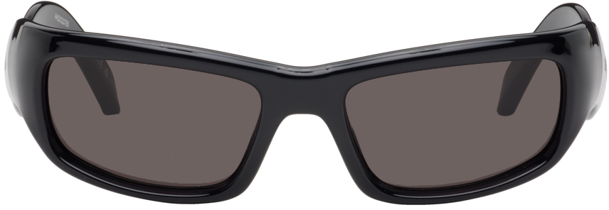 Balenciaga Black Hamptons Rectangle Sunglasses In Black-black-grey
