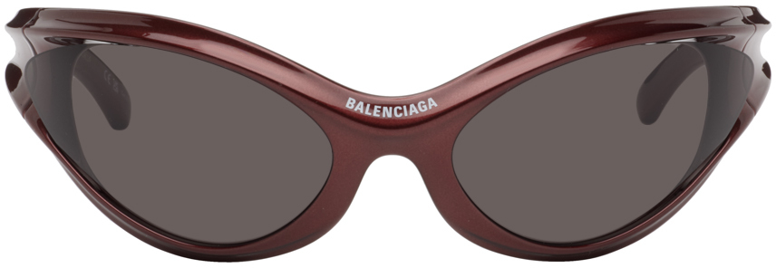 Balenciaga Burgundy Dynamo Round Sunglasses In Burgundy-burgundy-gr
