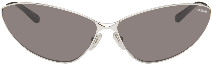 Shop Balenciaga Silver Razor Cat Sunglasses In Silver-silver-grey