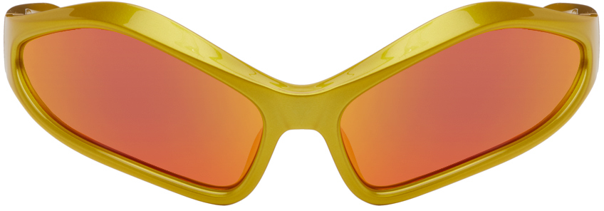 Balenciaga Yellow Fennec Oval Sunglasses In Yellow-yellow-red