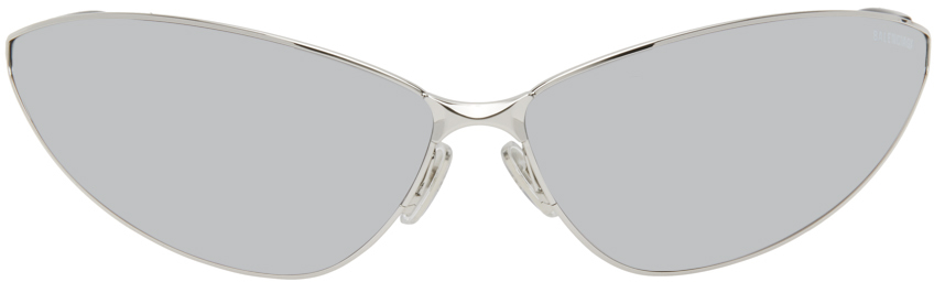 Shop Balenciaga Silver Razor Cat Sunglasses In Silver-silver-silver