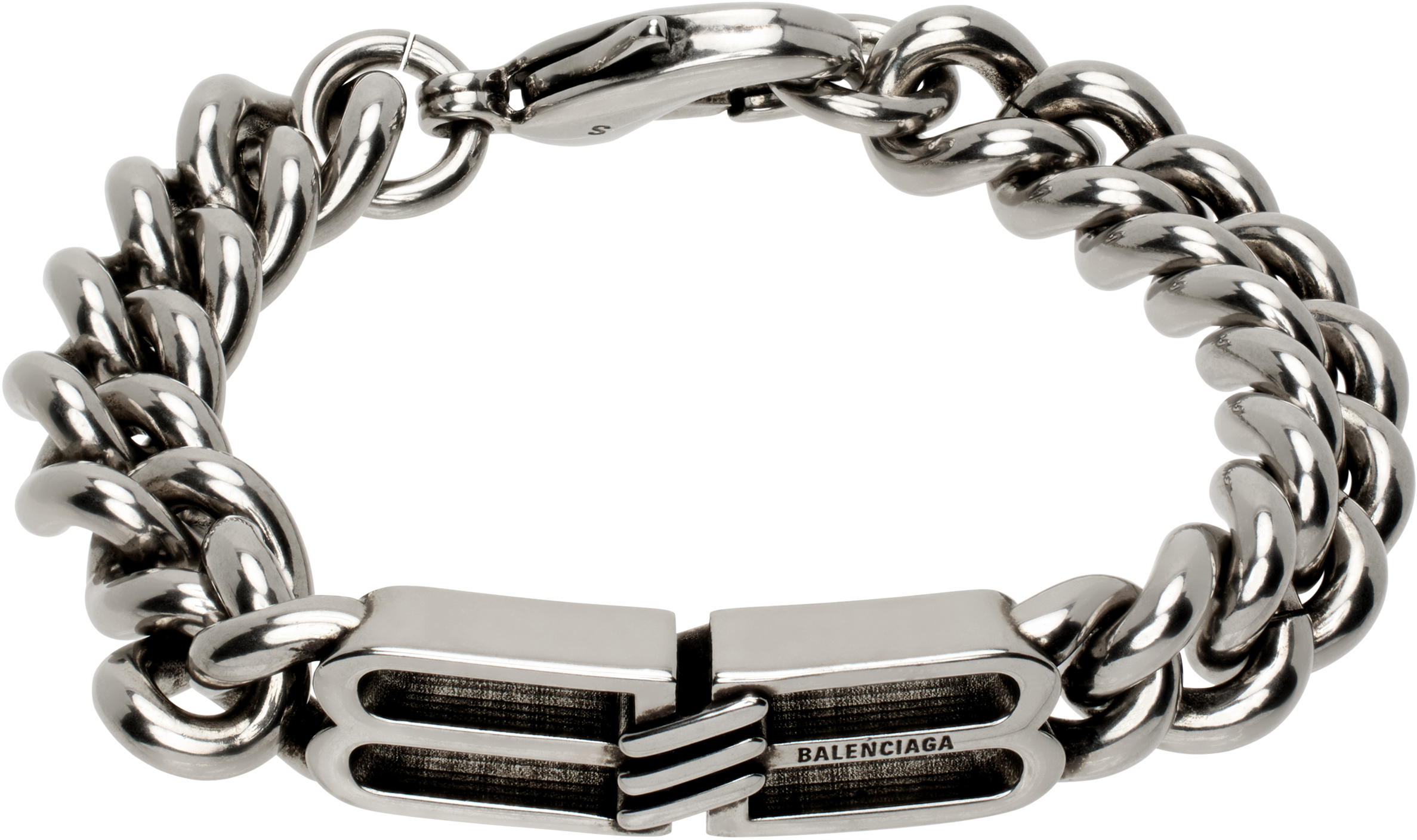 BALENCIAGA SILVER BB ICON BRACELET 