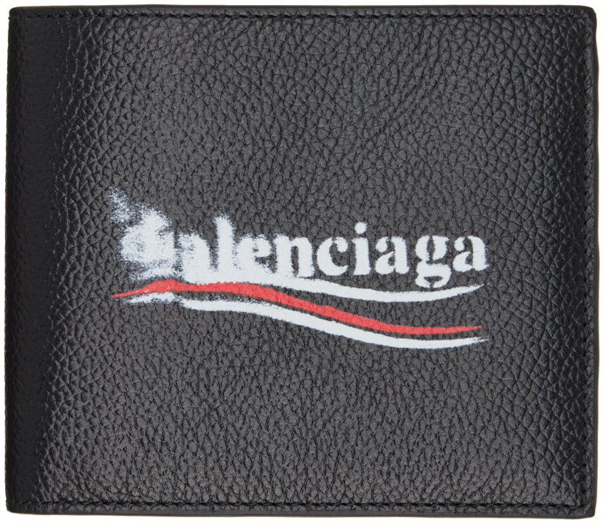 Shop Balenciaga ブラック Political Stencil 二つ折り財布 In 1000 Black