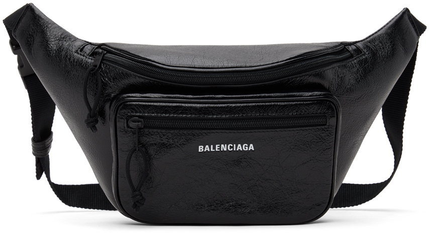 【関税・送料無料】Balenciaga Black Leather Explorer Belt Bag Balenciaga: Black Explorer Belt Bag | SSENSE