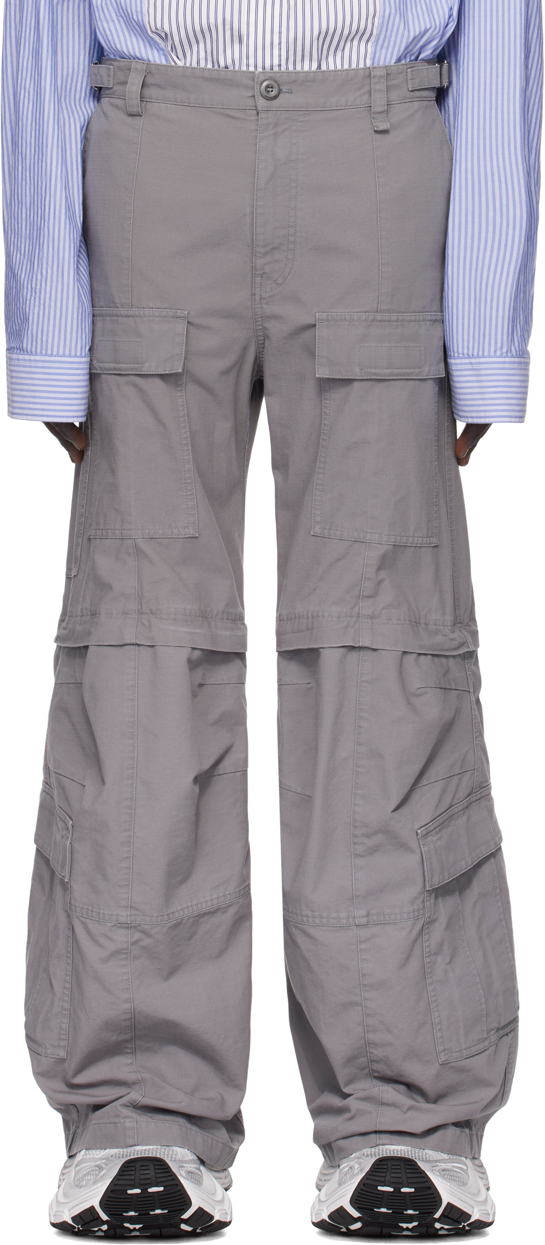 Gray Flared Cargo Pants