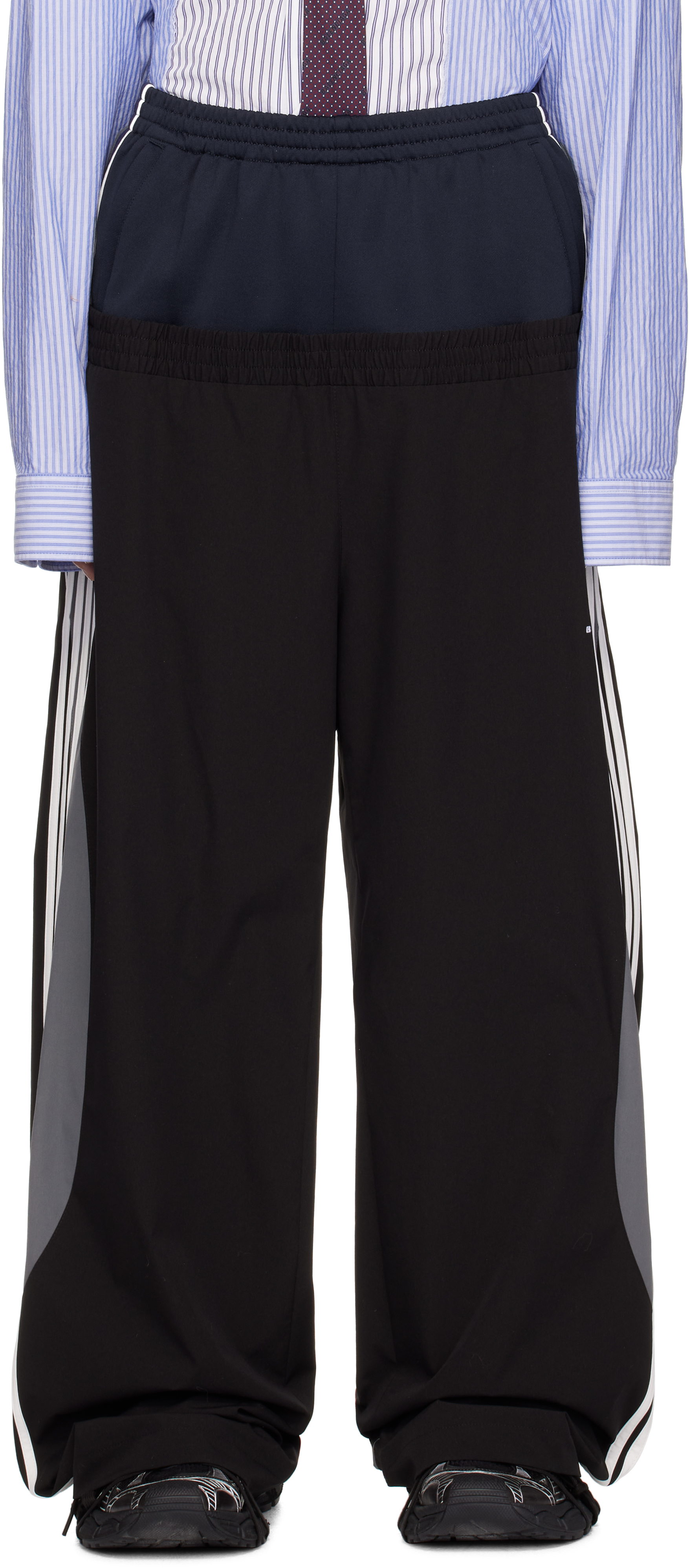 Black Cut-Up Track Pants