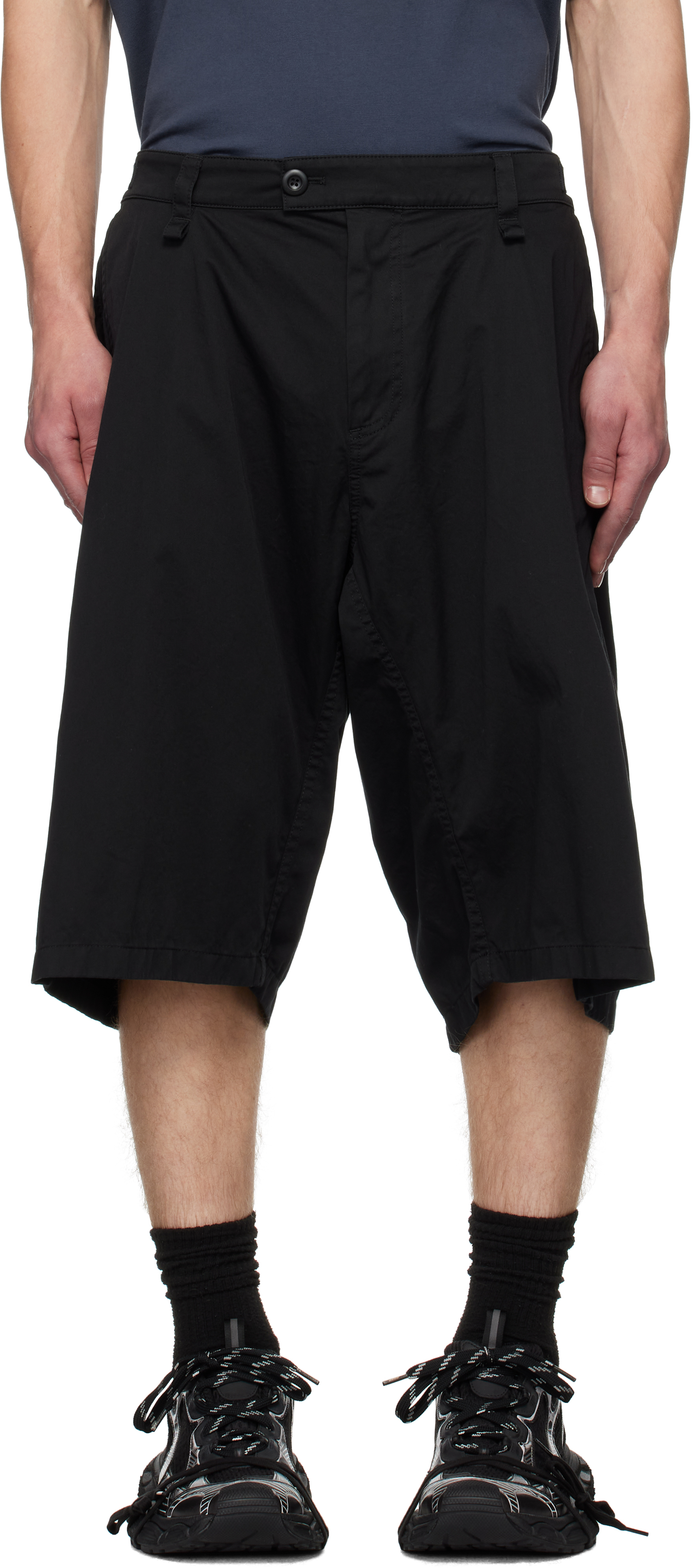 Black Minimal Cargo Shorts