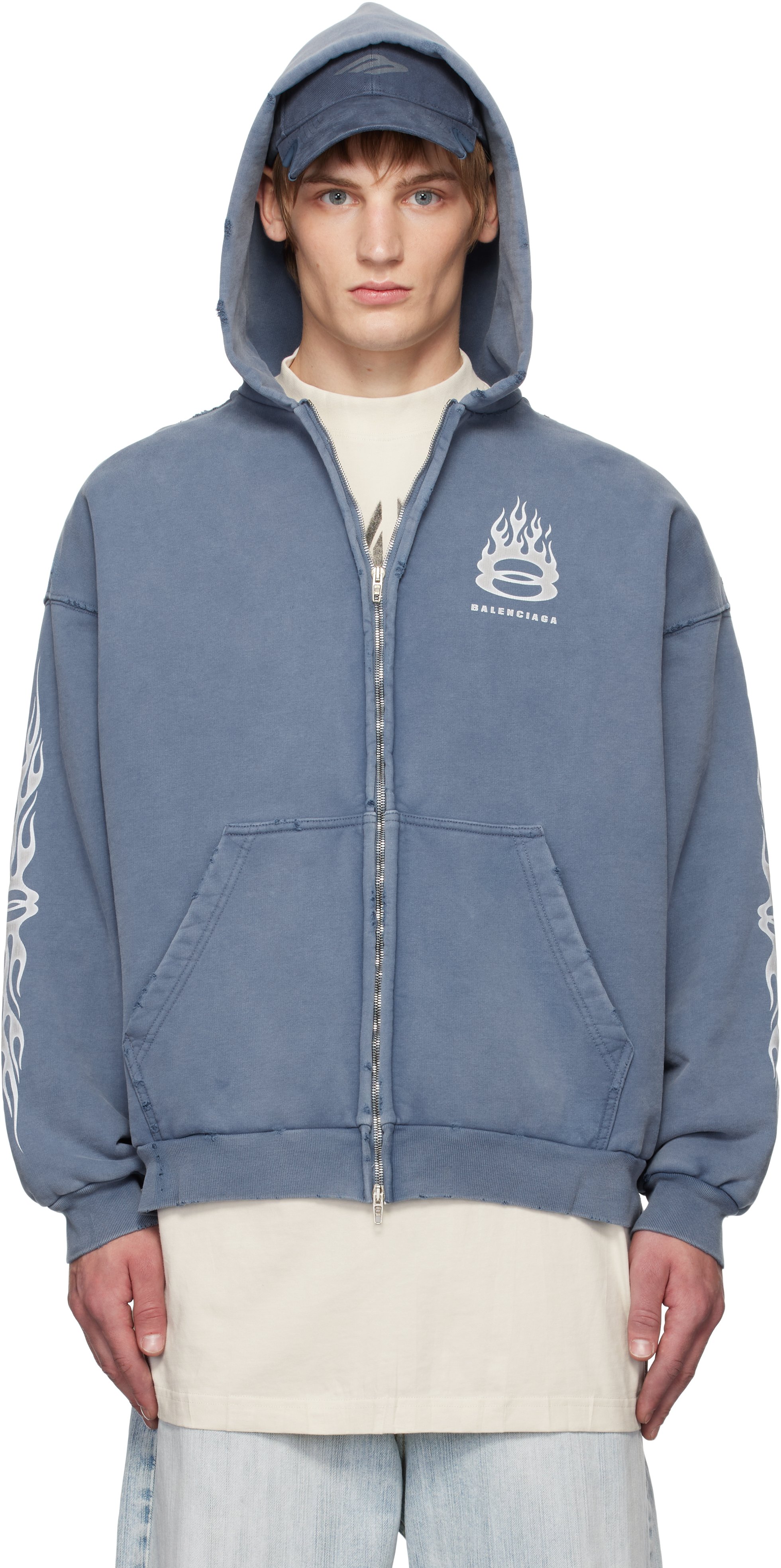 Blue Burning Unity Zip-Up Hoodie