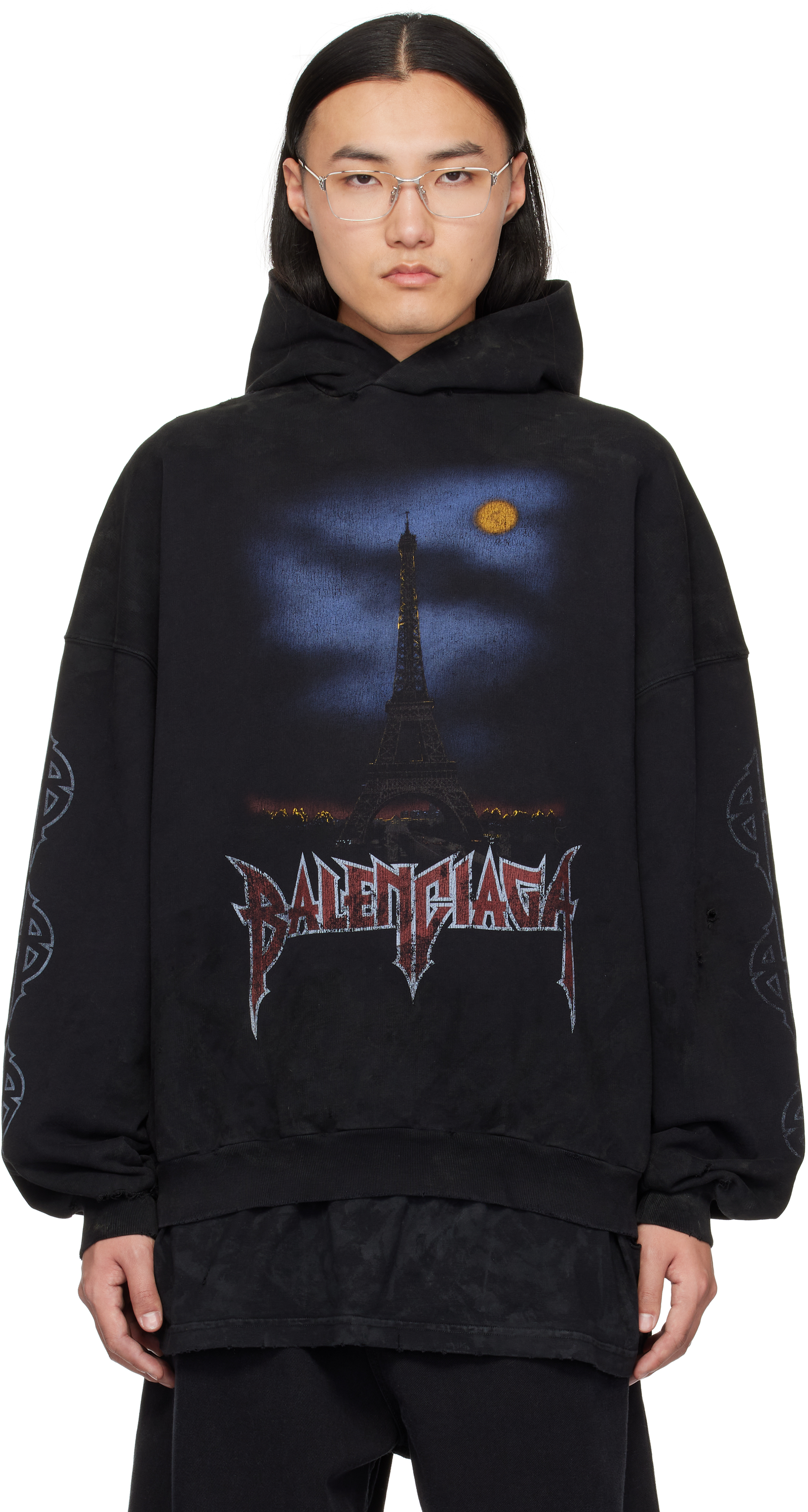 Black Paris Moon Hoodie