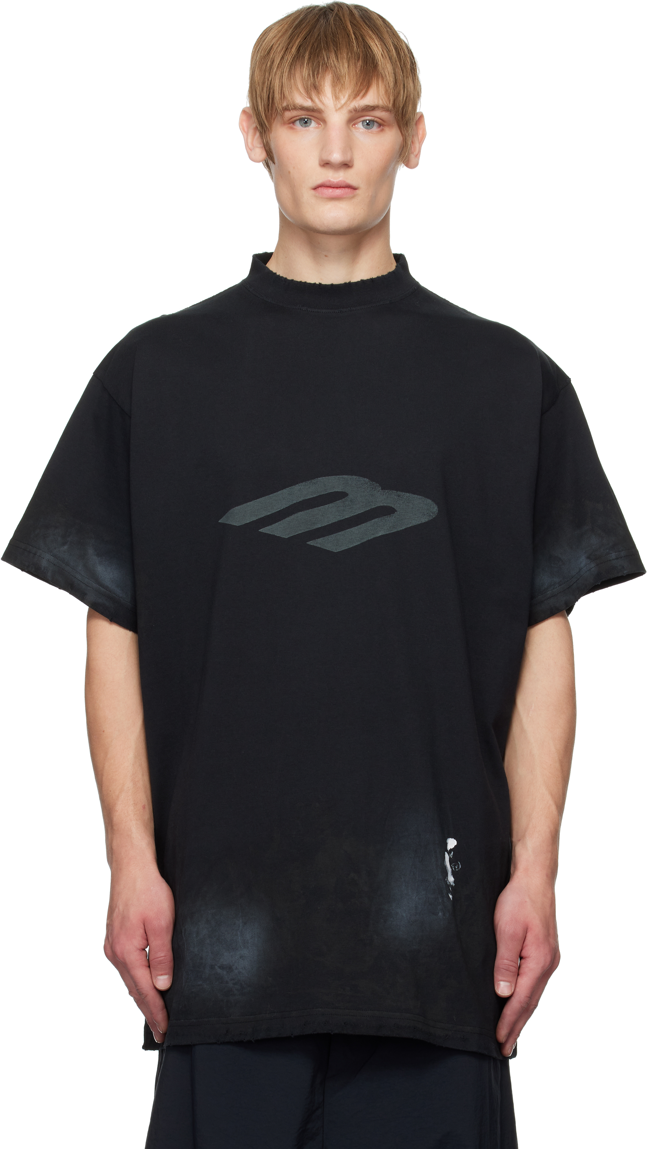 Black 3B Stencil Vintage Jersey Oversized T shirt by Balenciaga on Sale