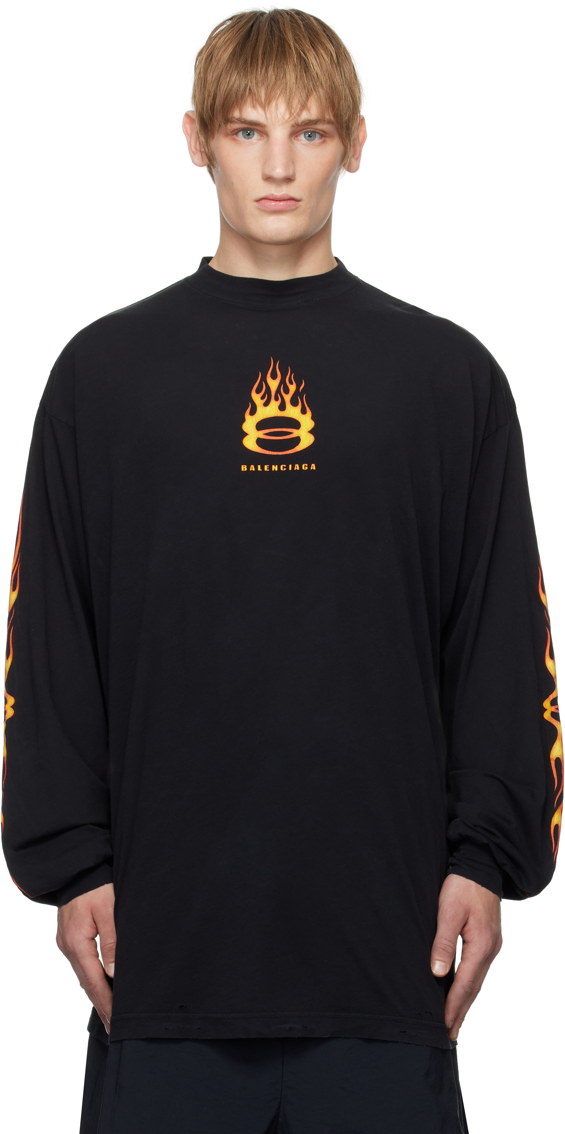 Black Burning Unity Thin Jersey Long Sleeve T-shirt