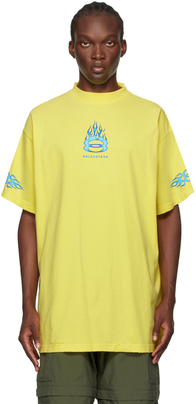 Balenciaga Yellow Burning Unity T Shirt SSENSE