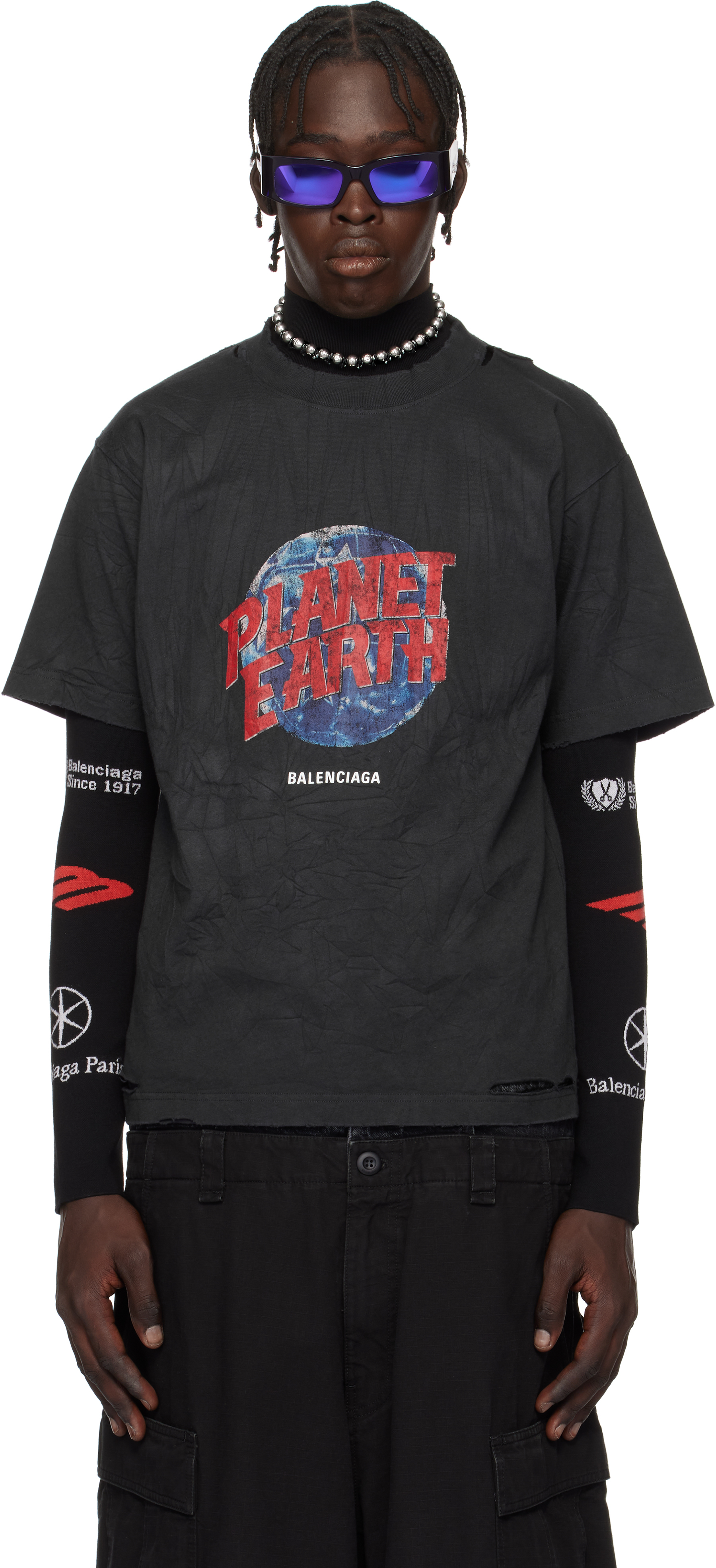 Black 'Planet Earth' Oversized T-shirt