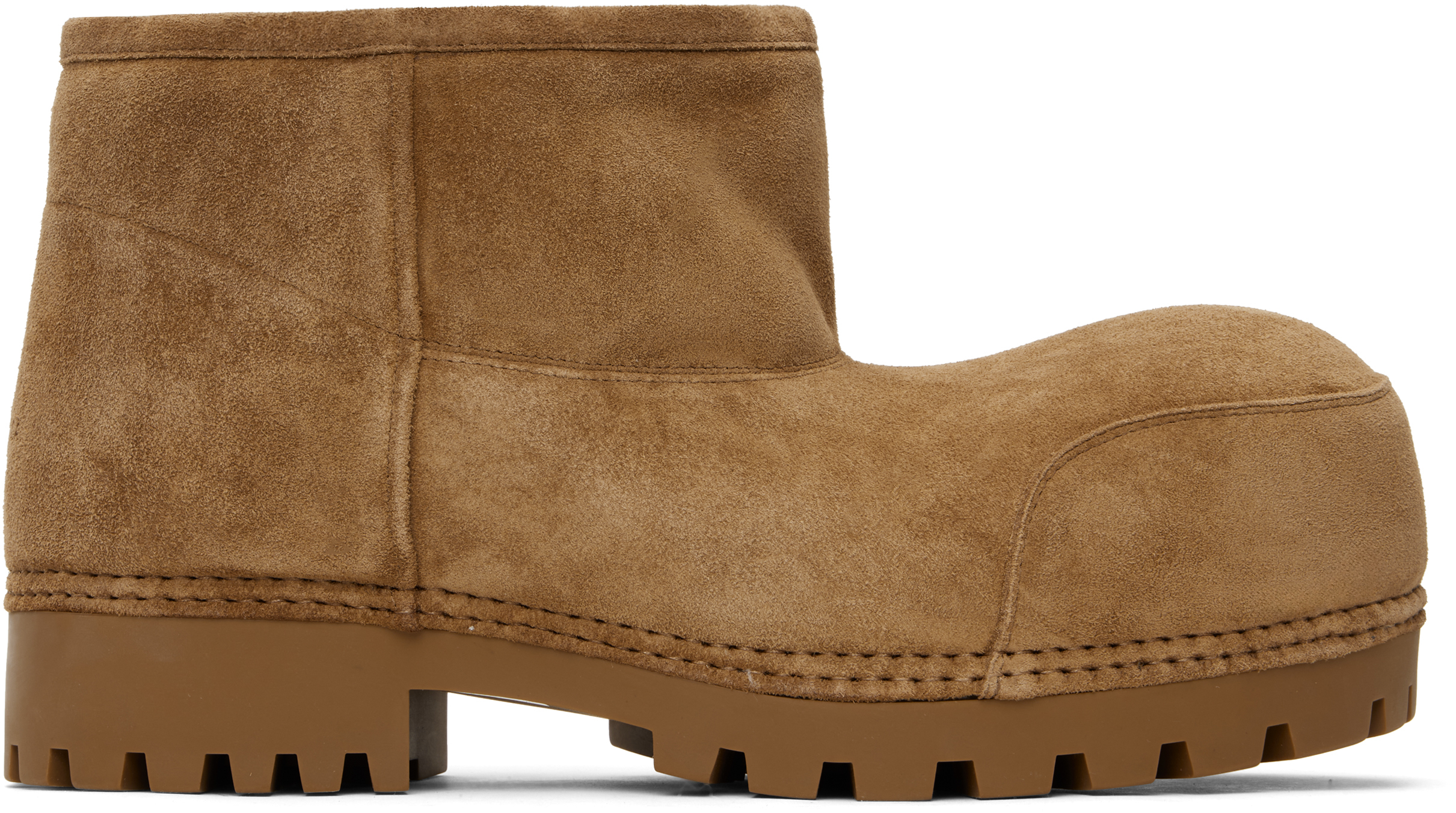 Balenciaga Brown Alaska Fur Boots In Brown/white
