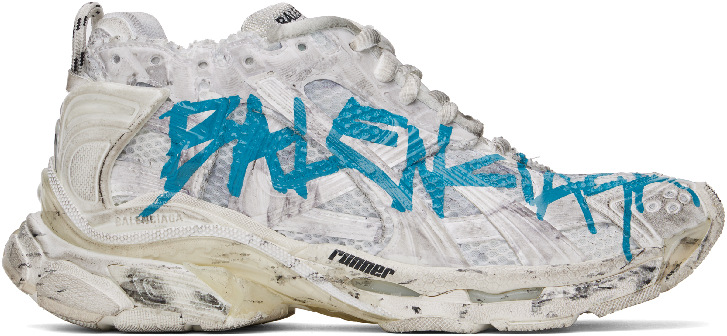 【バレンシアガ】オフホワイト グラフィティ Runner スニーカー Balenciagaのオフホワイト グラフィティ ランニングスニーカーが