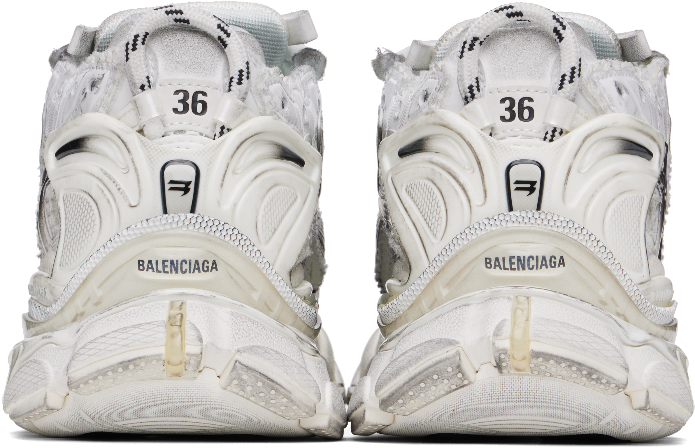 Shop Balenciaga White & Black Runner Gradient Sneakers In White/black