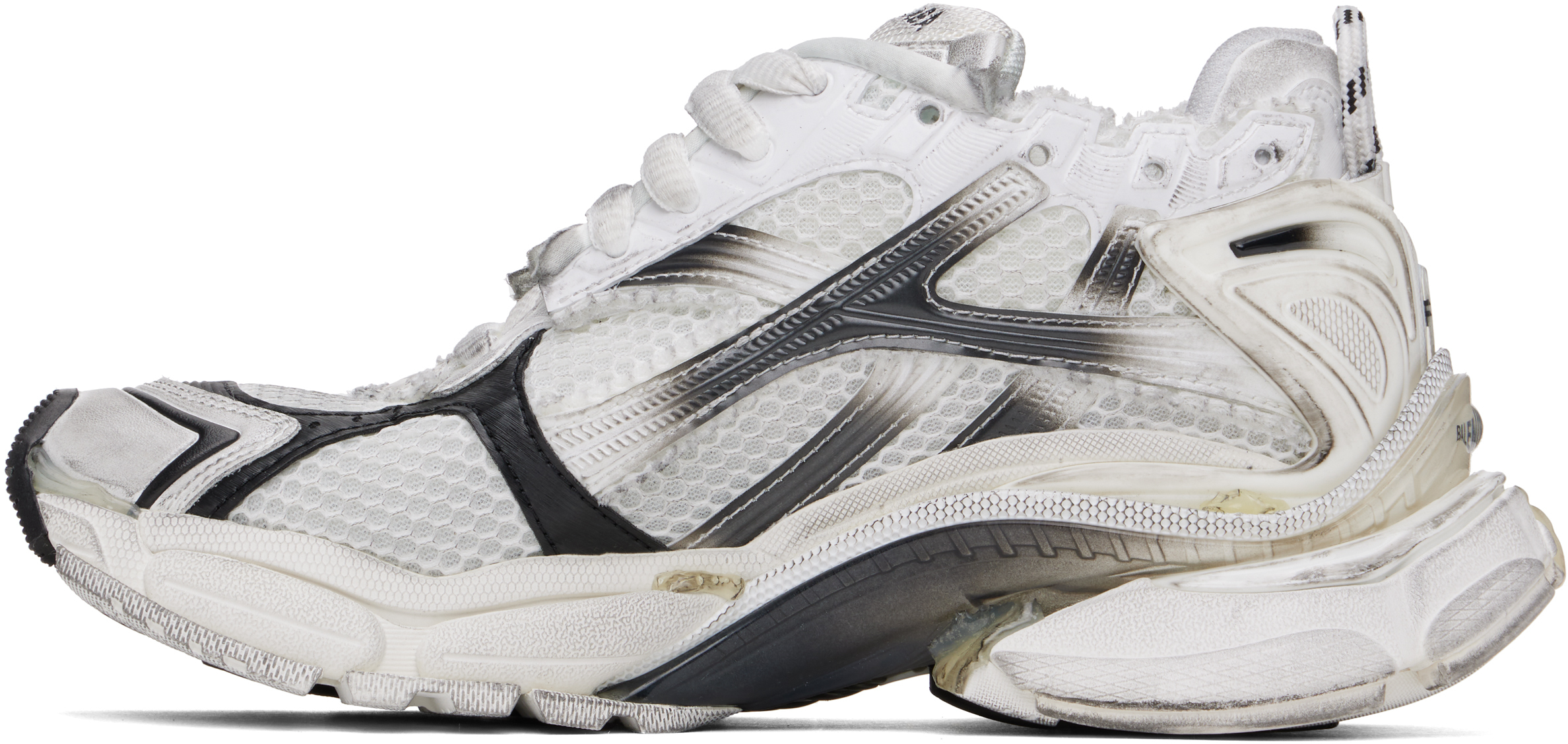 Shop Balenciaga White & Black Runner Gradient Sneakers In White/black