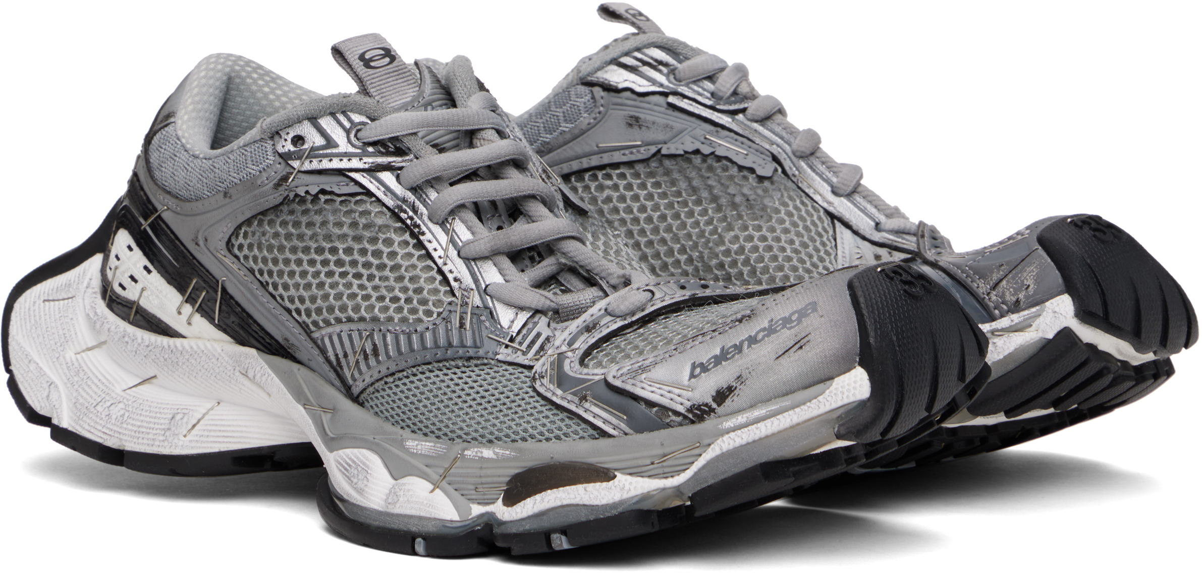 Balenciaga Stapler Sneakers In Grey/silver/blk/wh