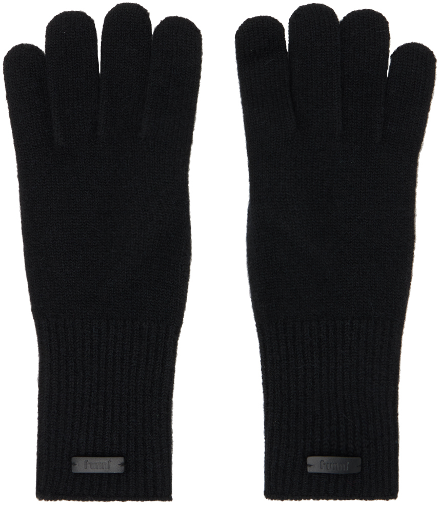 Juun. J Black Solid Knit Gloves