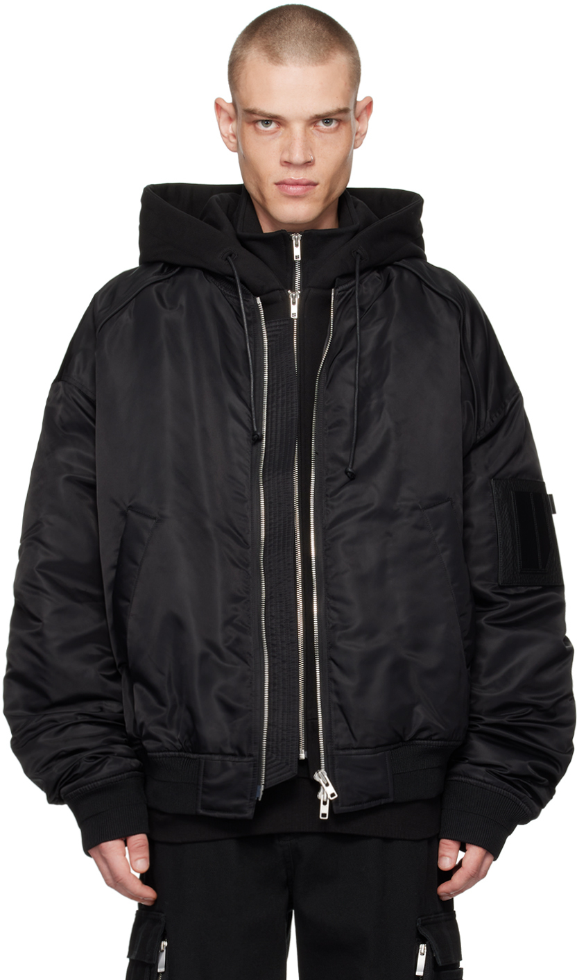 Juun. J Black Layered Bomber Jacket